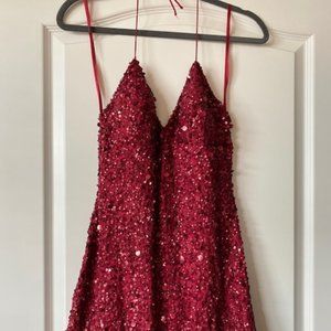 Adrianna Papell Sleeveless Red Sequin Dress